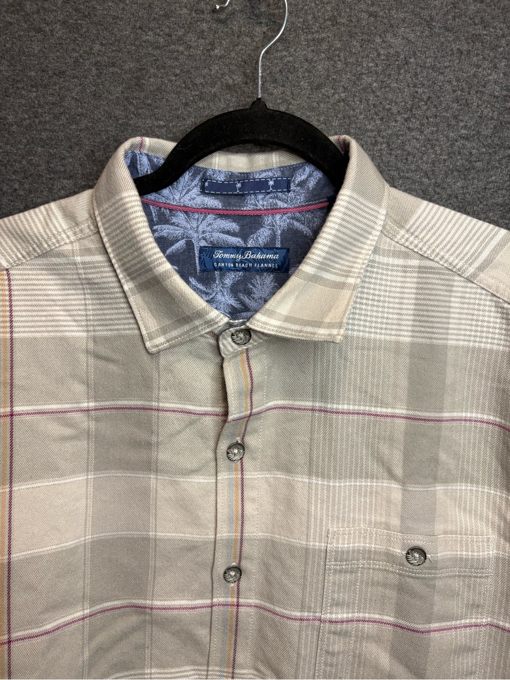 ✨ TOMMY BAHAMA Canyon Beach Flannel Plaid Button Up Shirt XL Stretch Tencel